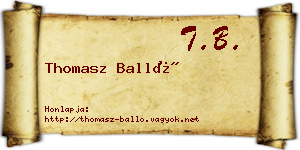 Thomasz Balló névjegykártya
